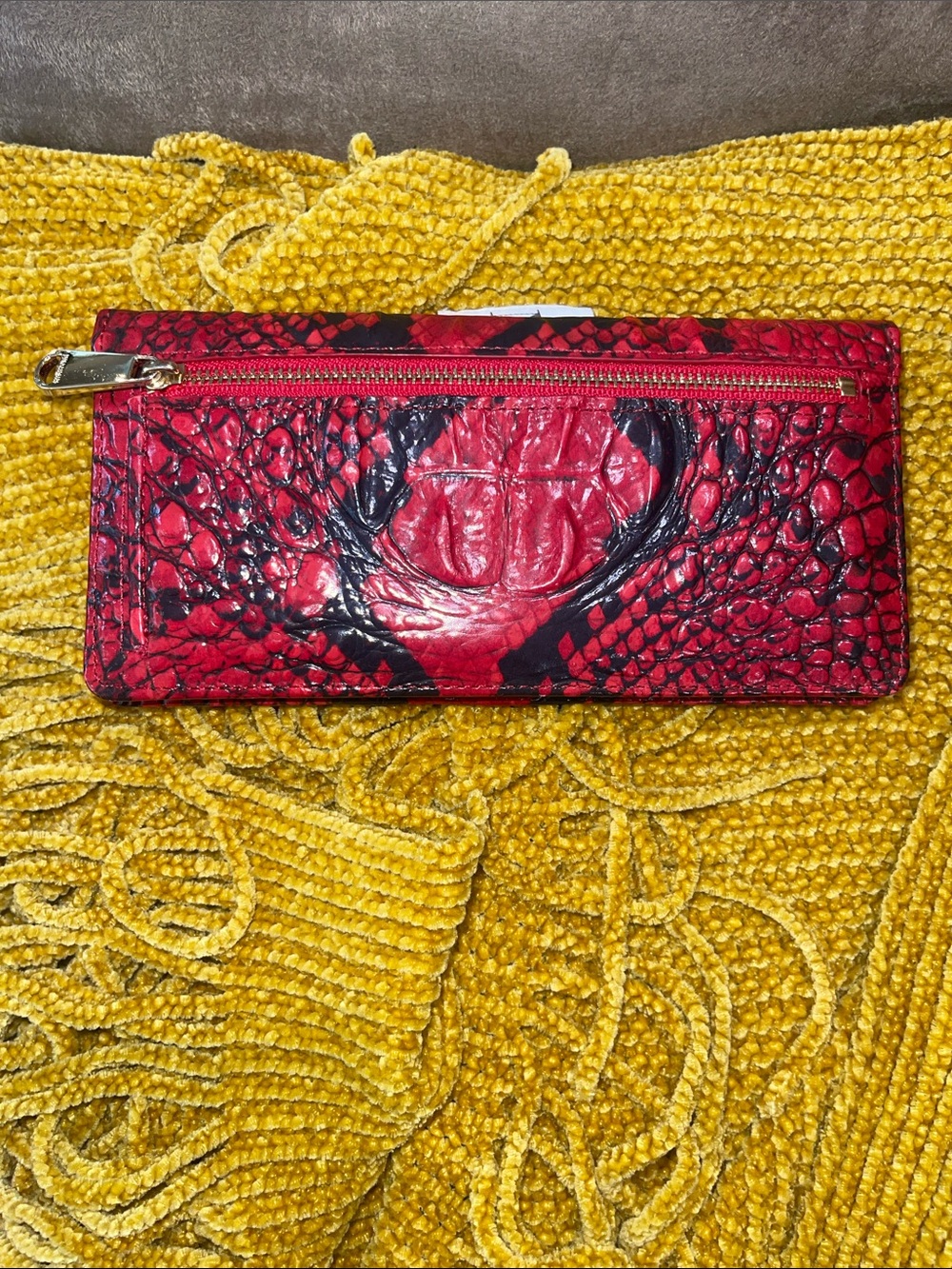 Brahmin Red and Black Python-Print Continental Wallet - Picture 3 of 3